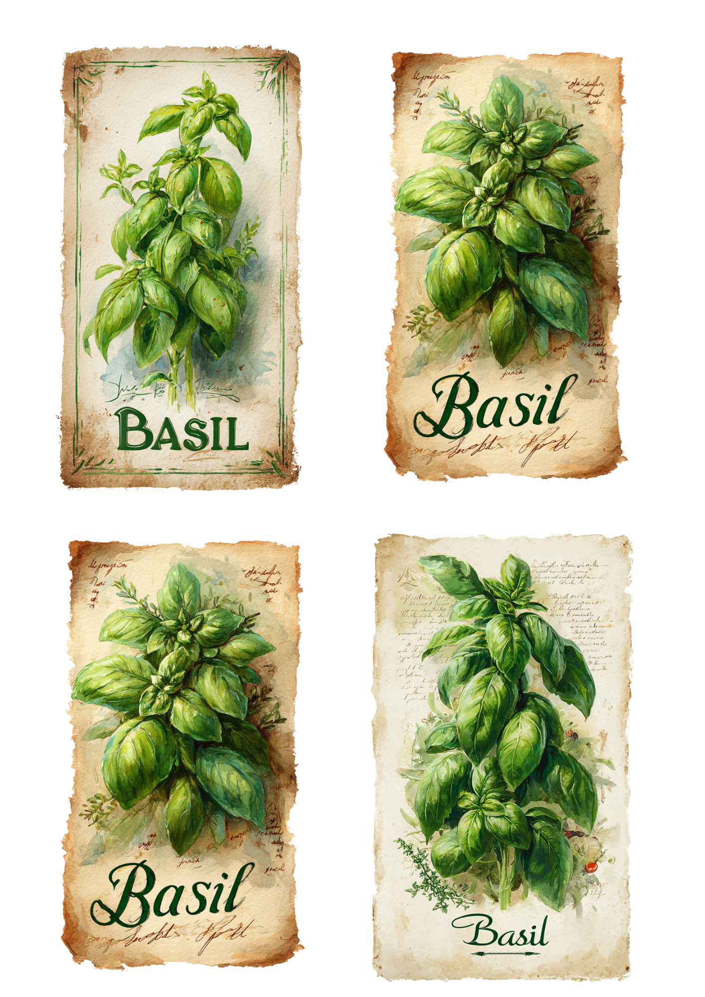 Sticker Sheet / Greeting Card – Basil Collage Cat. No. 4944