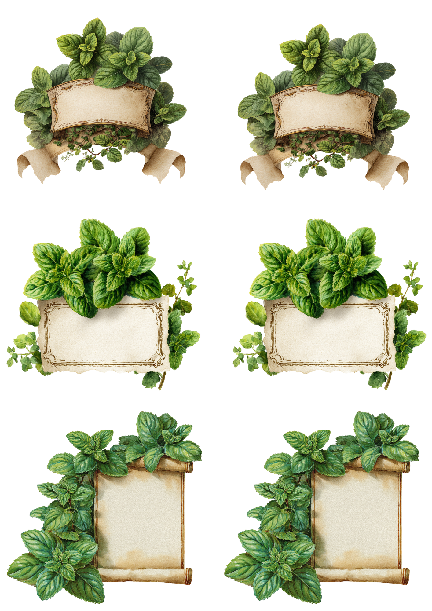 Sticker Sheet / Greeting Card – Mint Collage Cat. No. 4945