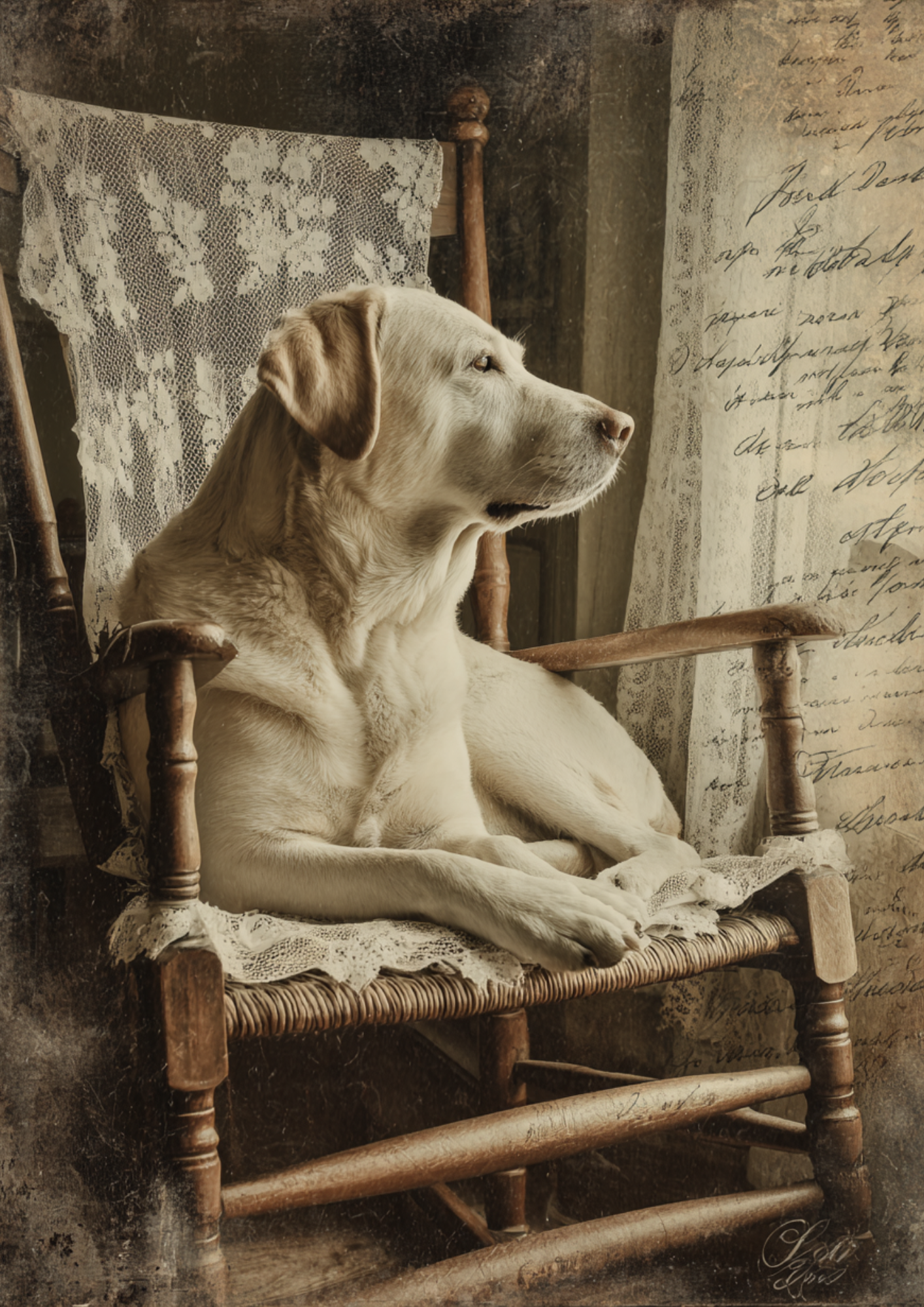Sticker Sheet / Greeting Card – Dog on a Vintage Armchair Full Cat. No. 4958