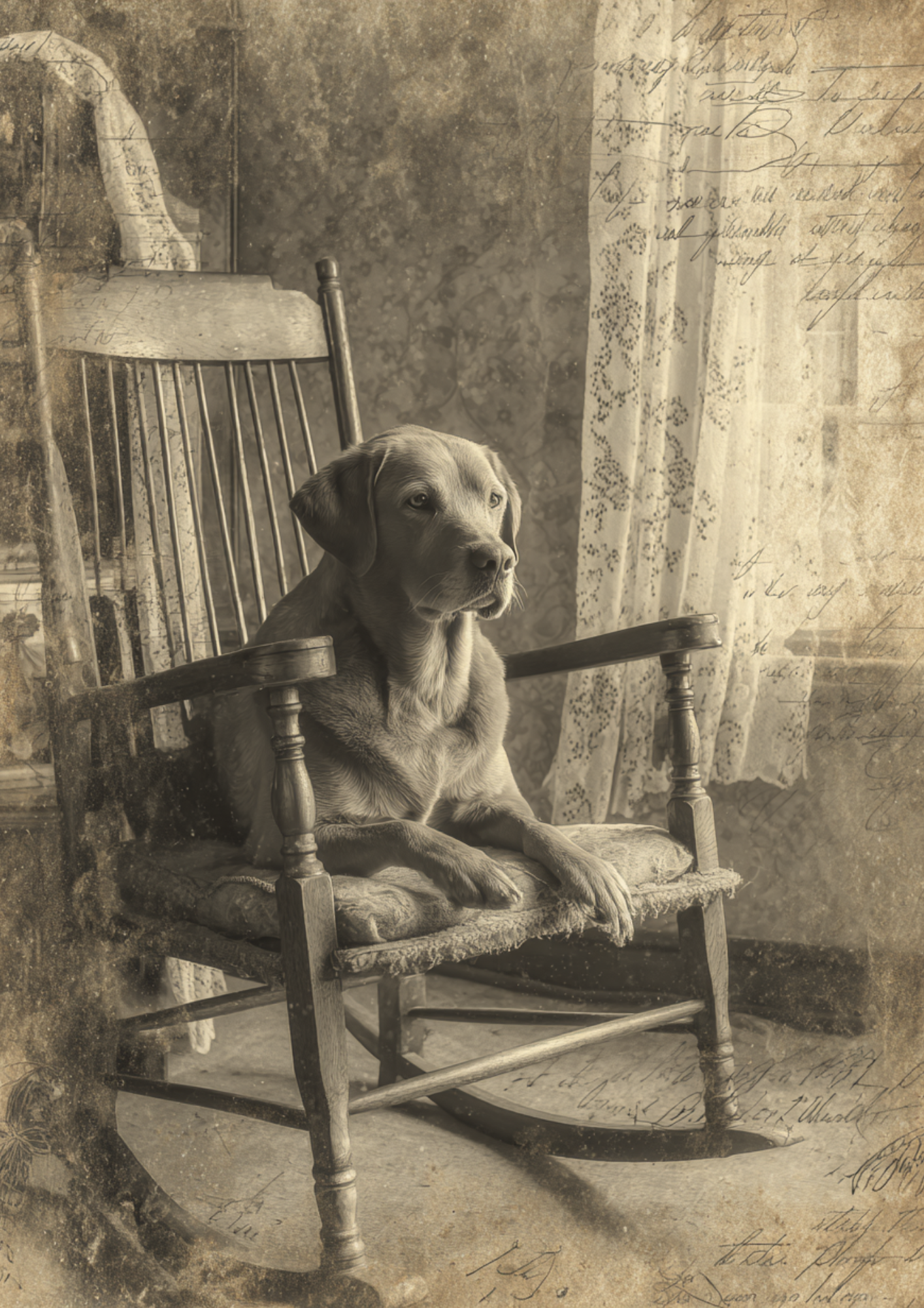 Sticker Sheet / Greeting Card – Dog on a Vintage Armchair Full Cat. No. 4959