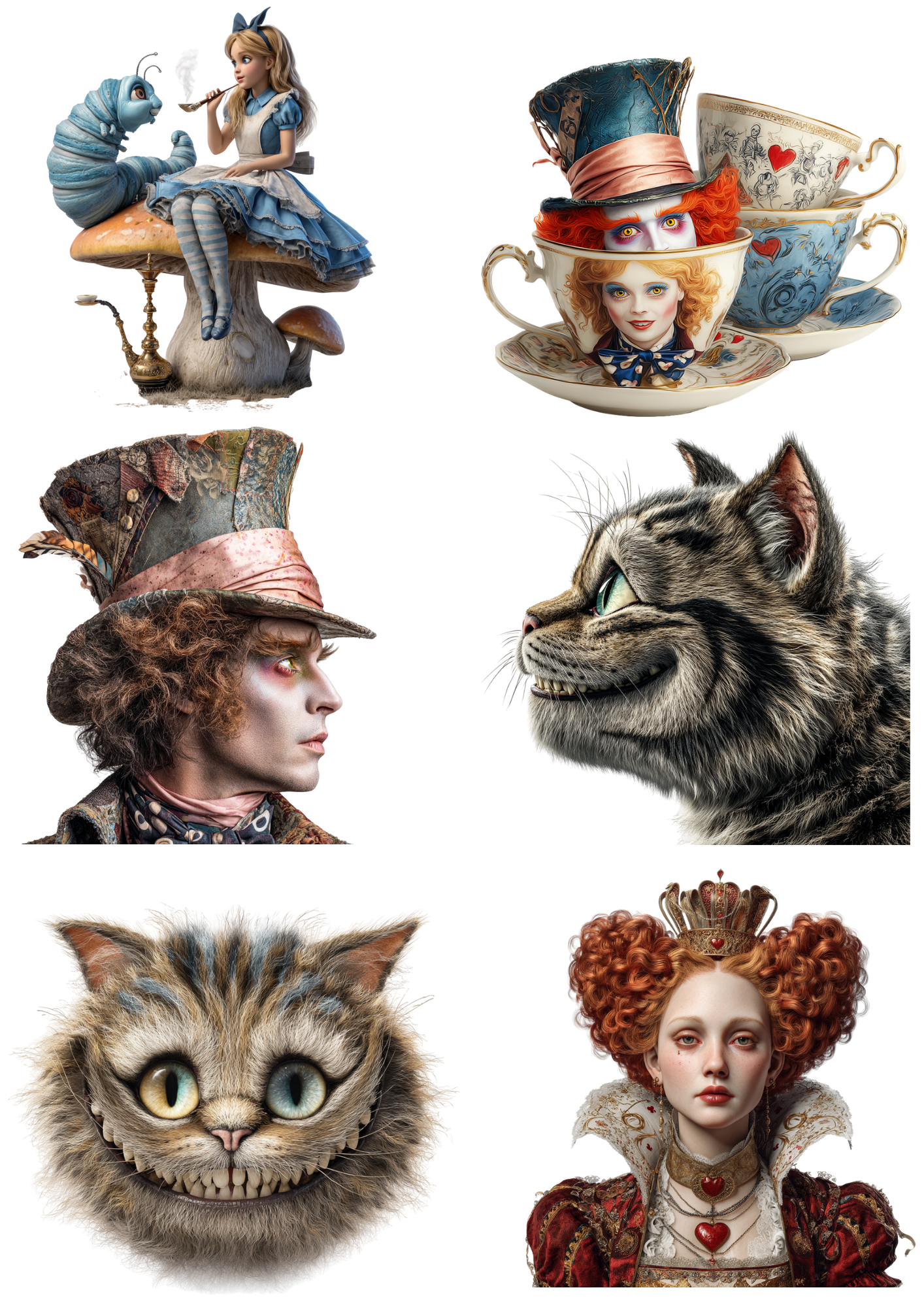 Sticker Sheet / Greeting Card – Alice in Wonderland Various Characters Collage Cat. No. 4961
