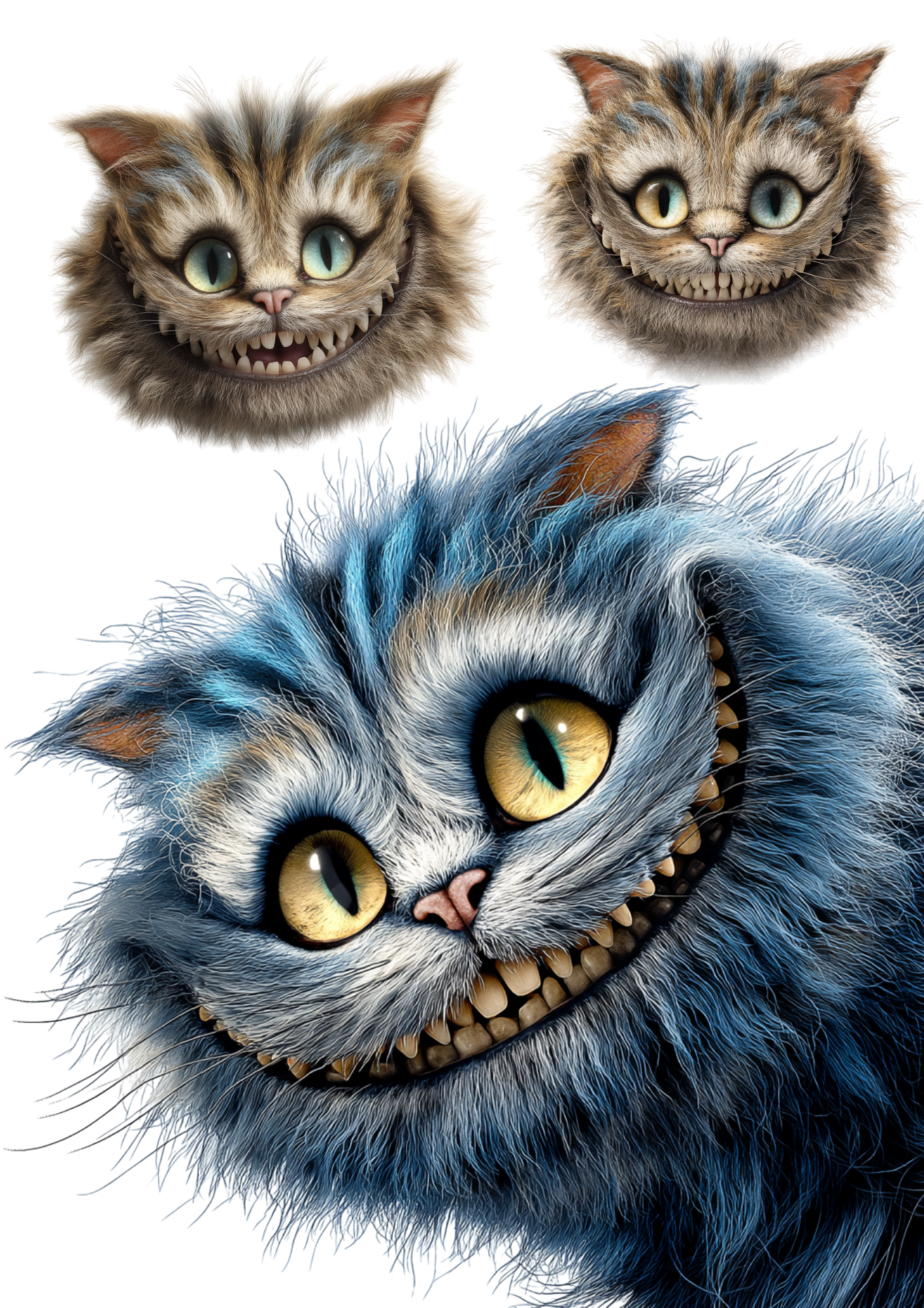 Sticker Sheet – ice Paper For Decoupage Alice in Wonderland Cheshire Cat Collage Cat. No. 4963