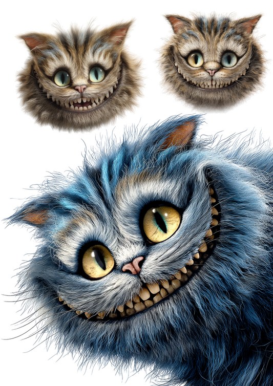 Sticker Sheet – ice Paper For Decoupage Alice in Wonderland Cheshire Cat Collage Cat. No. 4963