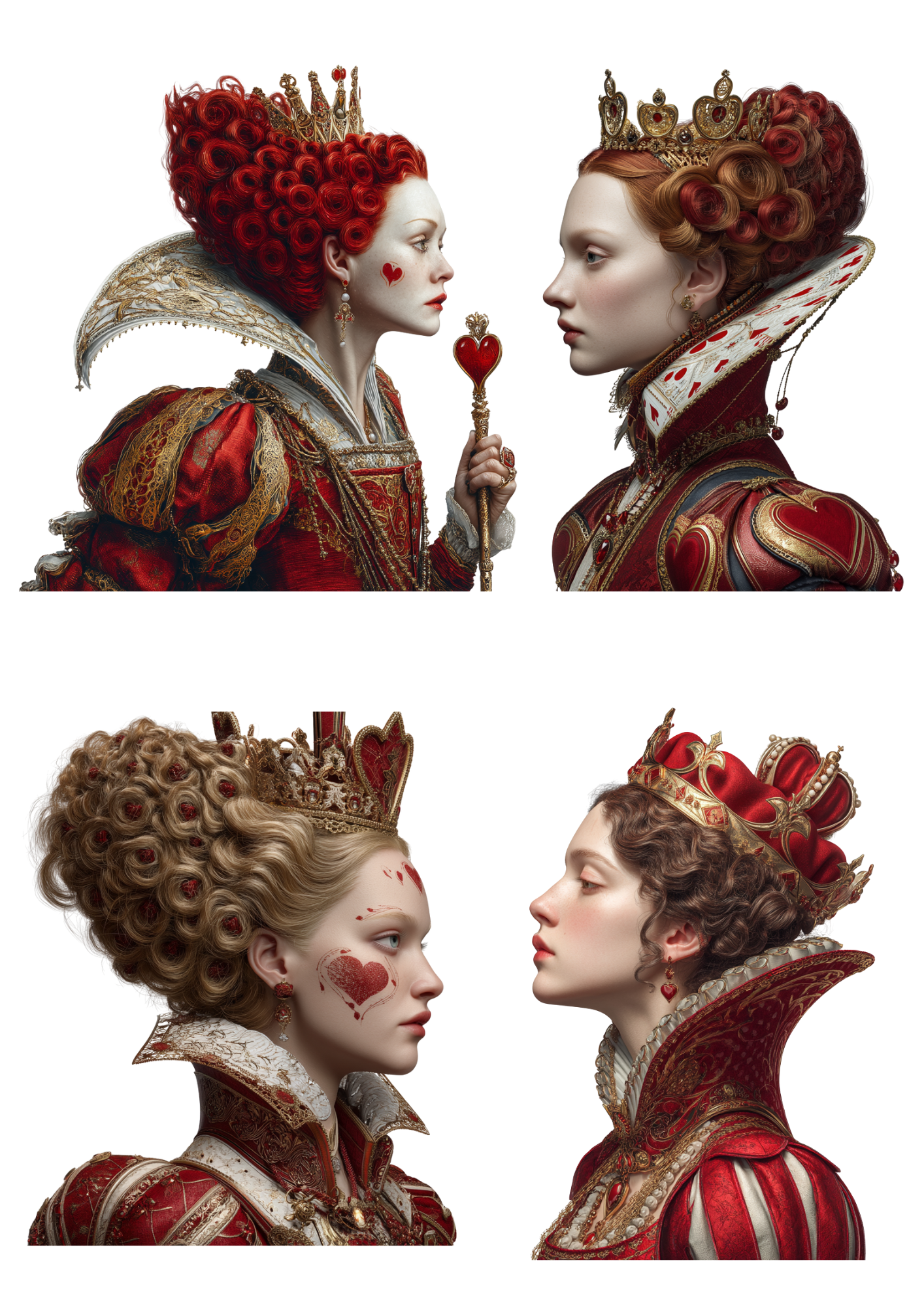 Sticker Sheet / Greeting Card – Alice in Wonderland Queen of Hearts Collage Cat. No. 4964