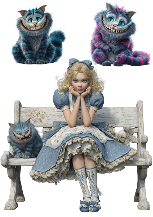 Sticker Sheet – Alice in Wonderland with Cheshire Cat Collage Cat. No. 4967