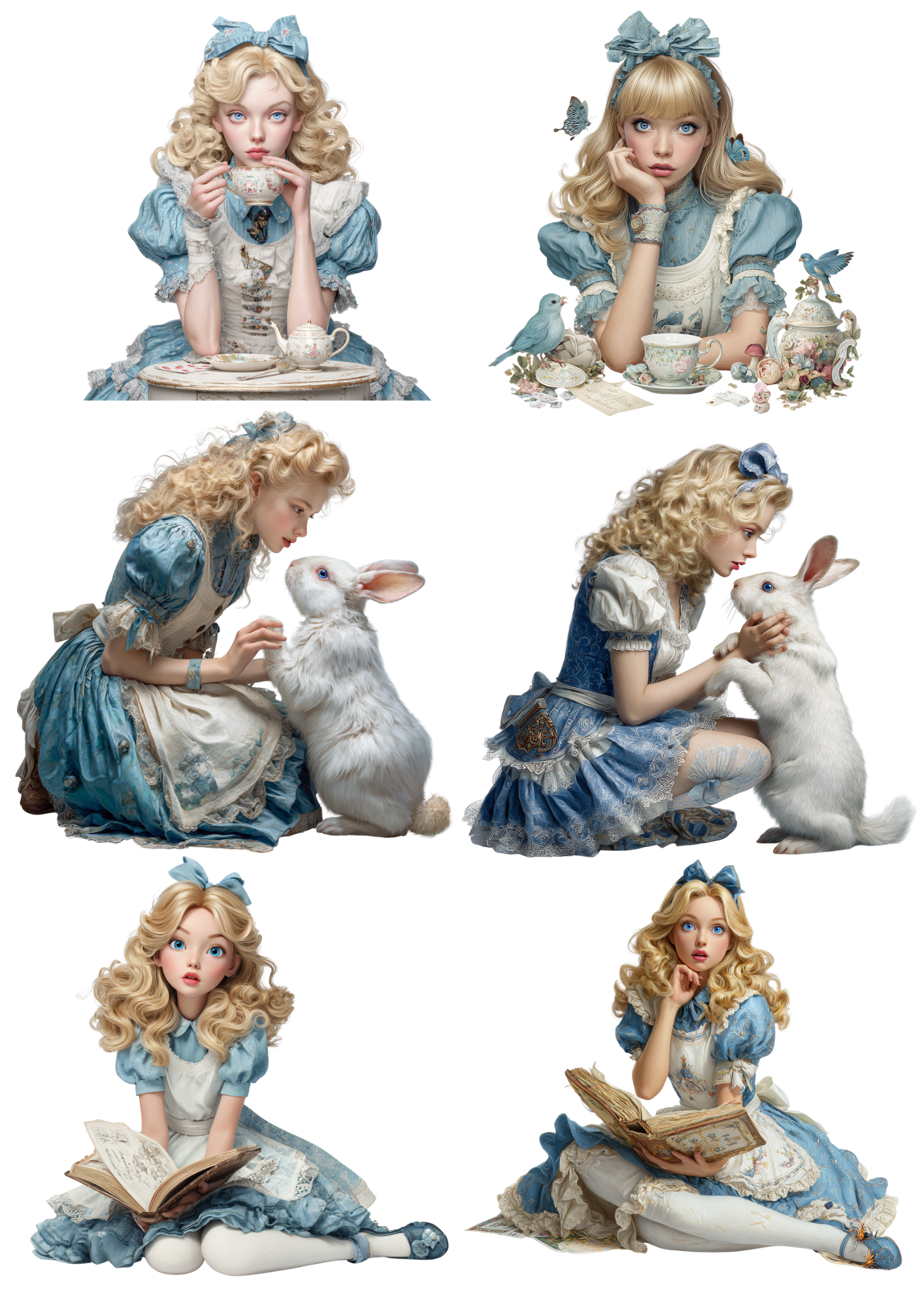 Sticker Sheet – Alice in Wonderland with the White Rabbit Collage Cat. No. 4971