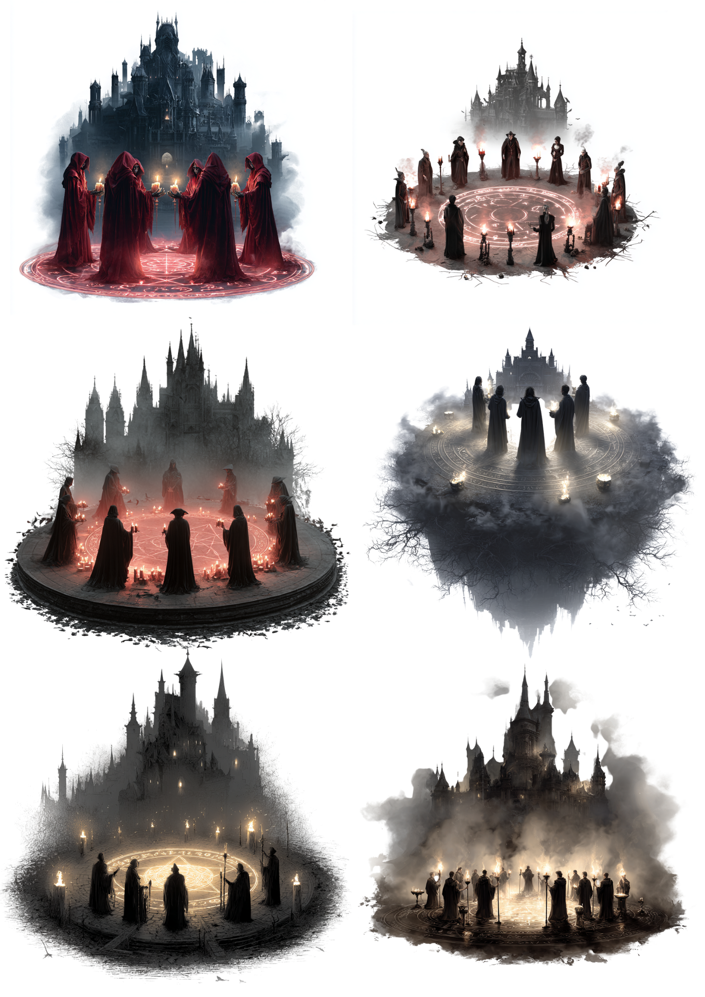 Sticker Sheet / Greeting Card – Witches Magic Circle Collage Cat. No. 4974