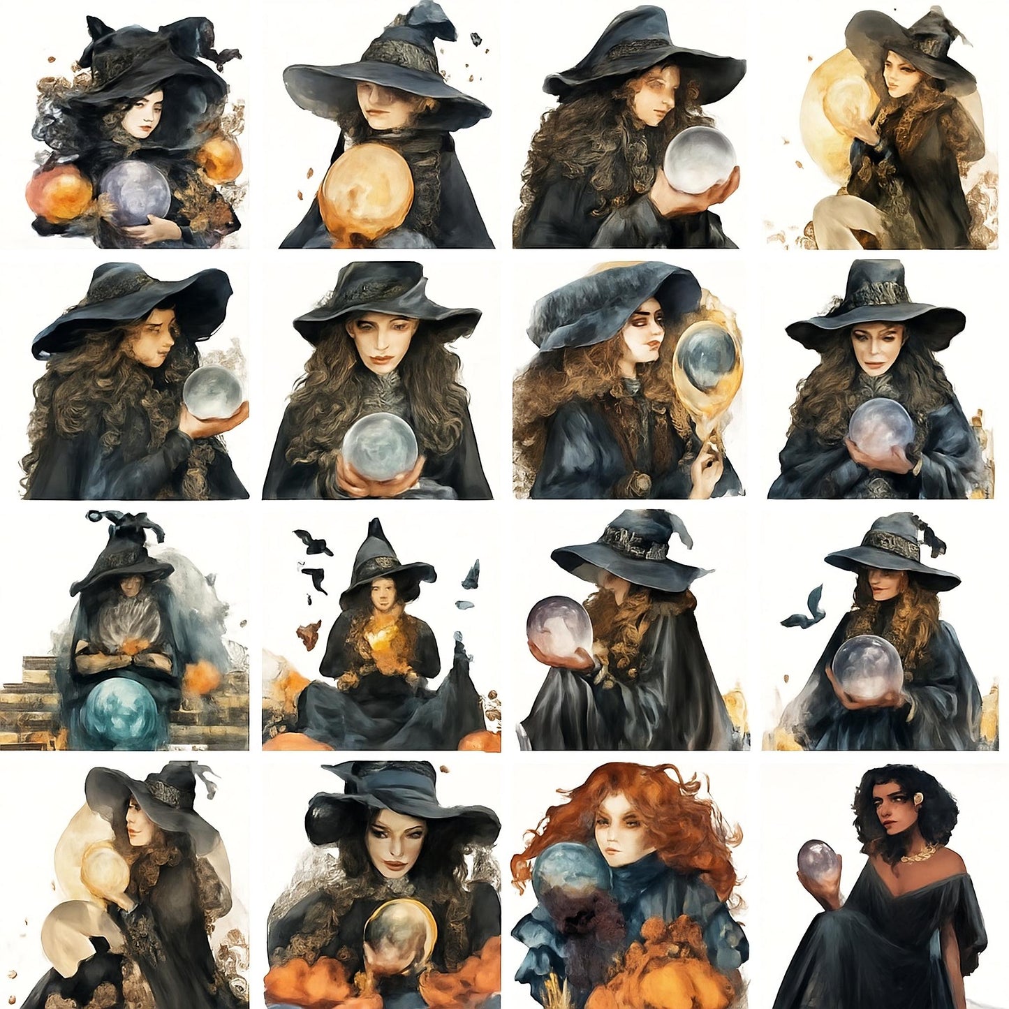 Witches Clipart Bundle β 160 PNG β Halloween Witch Elements β Transparent Background β High Resolution