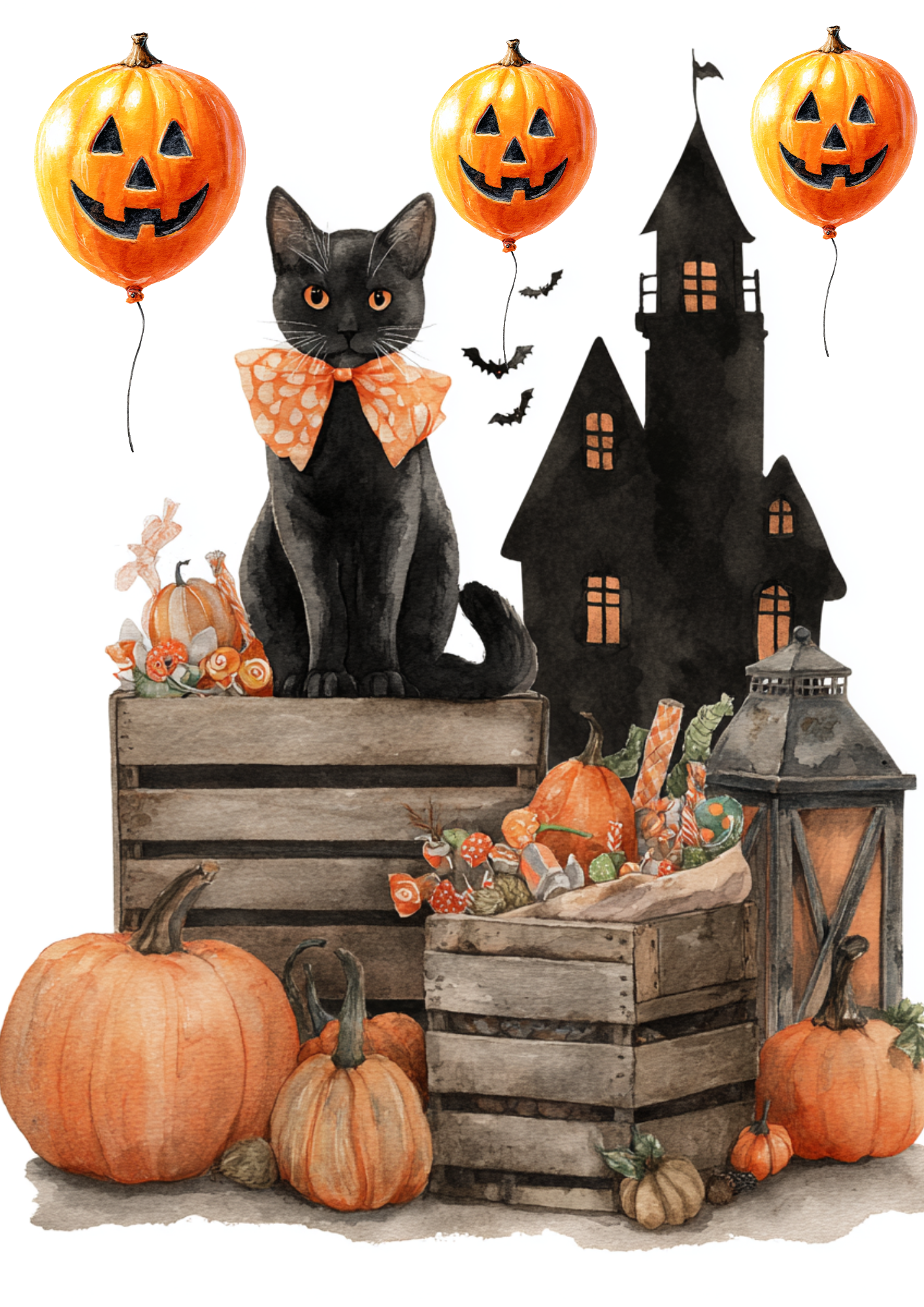Sticker Sheet / Greeting Card – Halloween Cat Full Cat. No. 4985