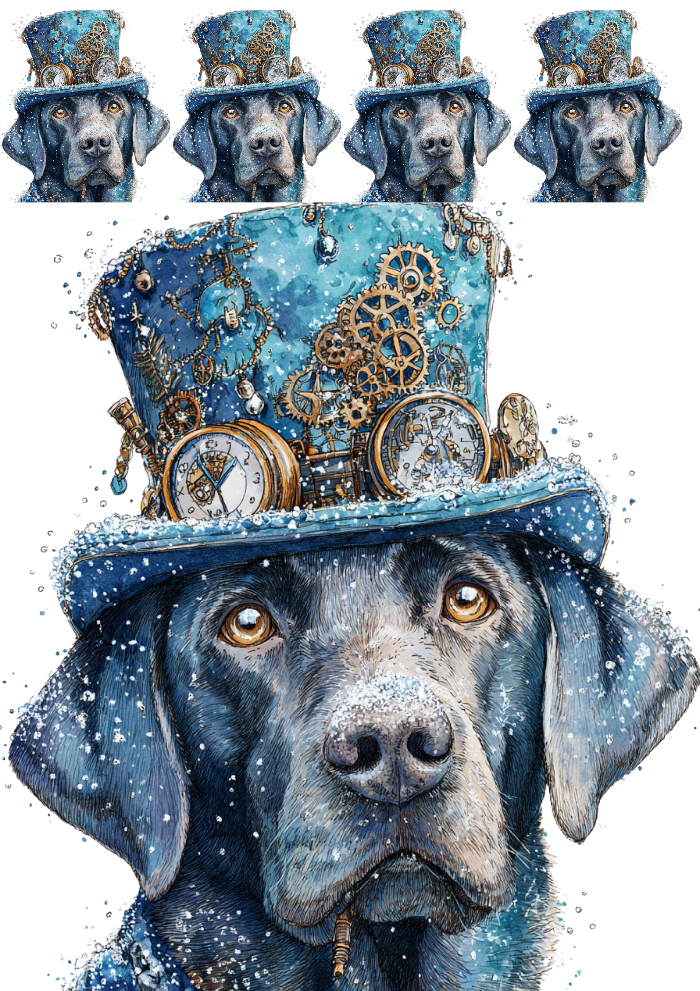Sticker Sheet / Greeting Card – Steampunk Labrador Collage Cat. No. 4986