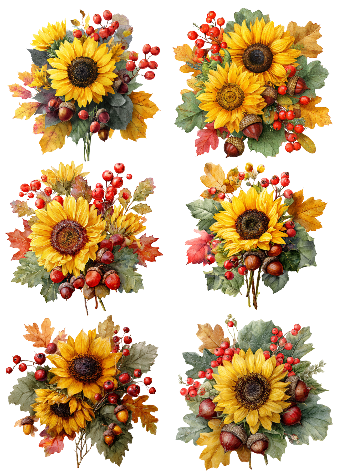 Sticker Sheet / Greeting Card – Sunflowers Collage Cat. No. 4987