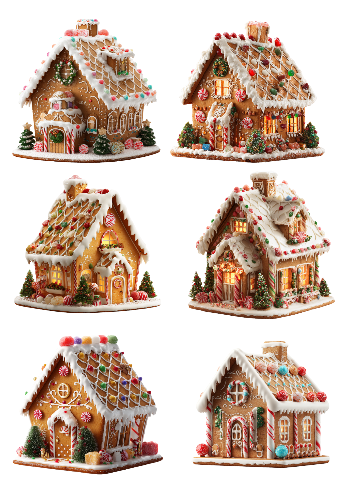 Sticker Sheet / Greeting Card – Gingerbread Houses Collage Cat. No. 4990
