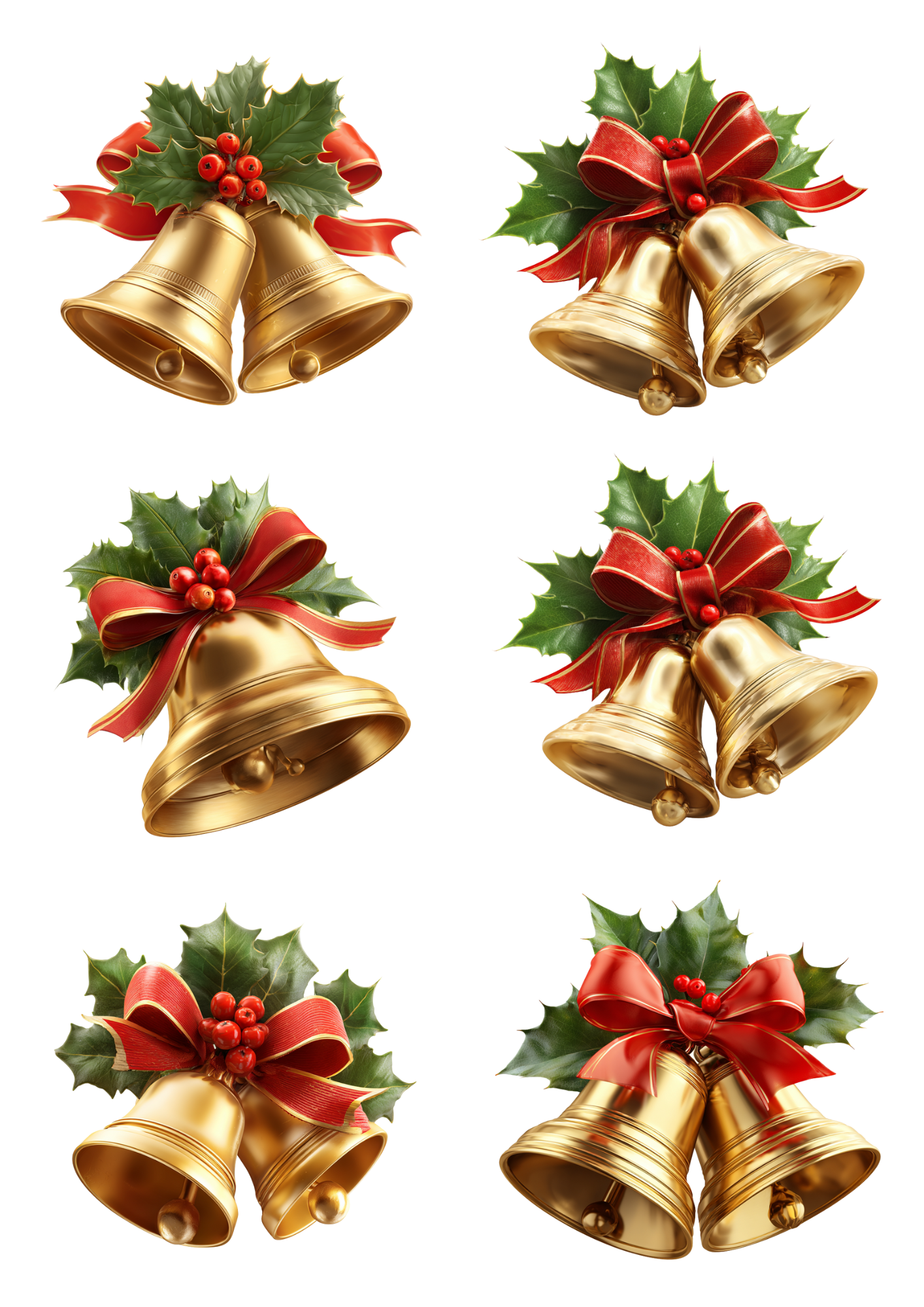 Sticker Sheet / Greeting Card – Christmas Bells Collage Cat. No. 4992