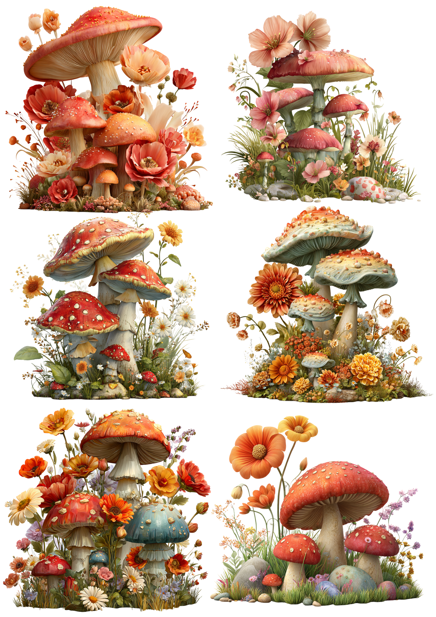 Sticker Sheet / Greeting Card – Magic Mushrooms from Wonderland Collage Cat. No.4993