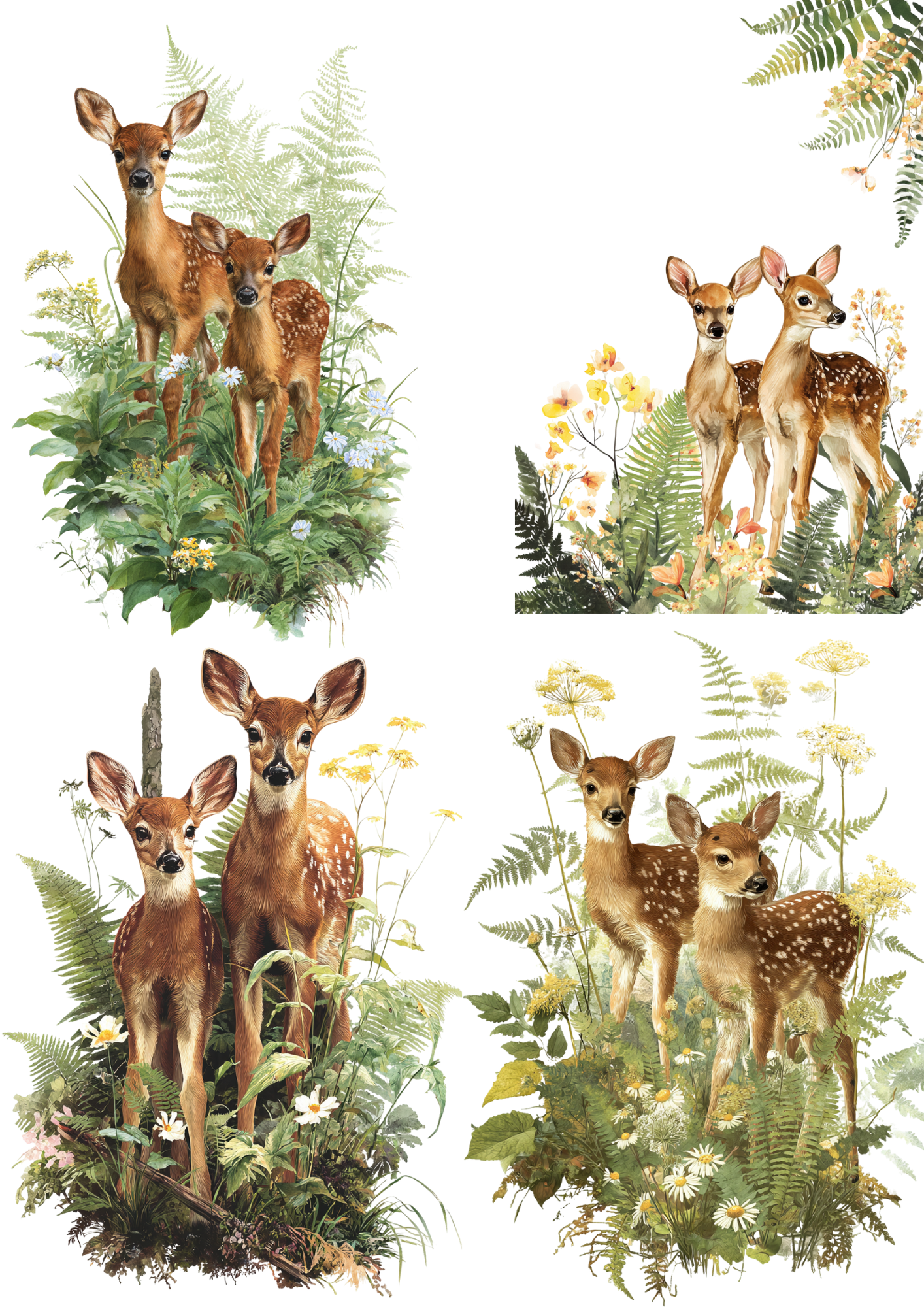 Sticker Sheet / Greeting Card – Deer Calves Collage Cat. No. 5001