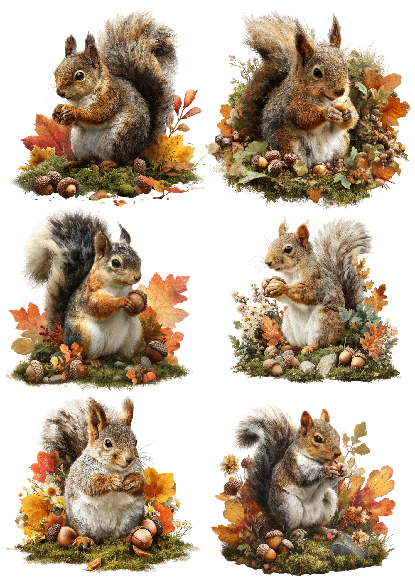 Sticker Sheet / Greeting Card – Squirrel Collage Cat. No. 5003
