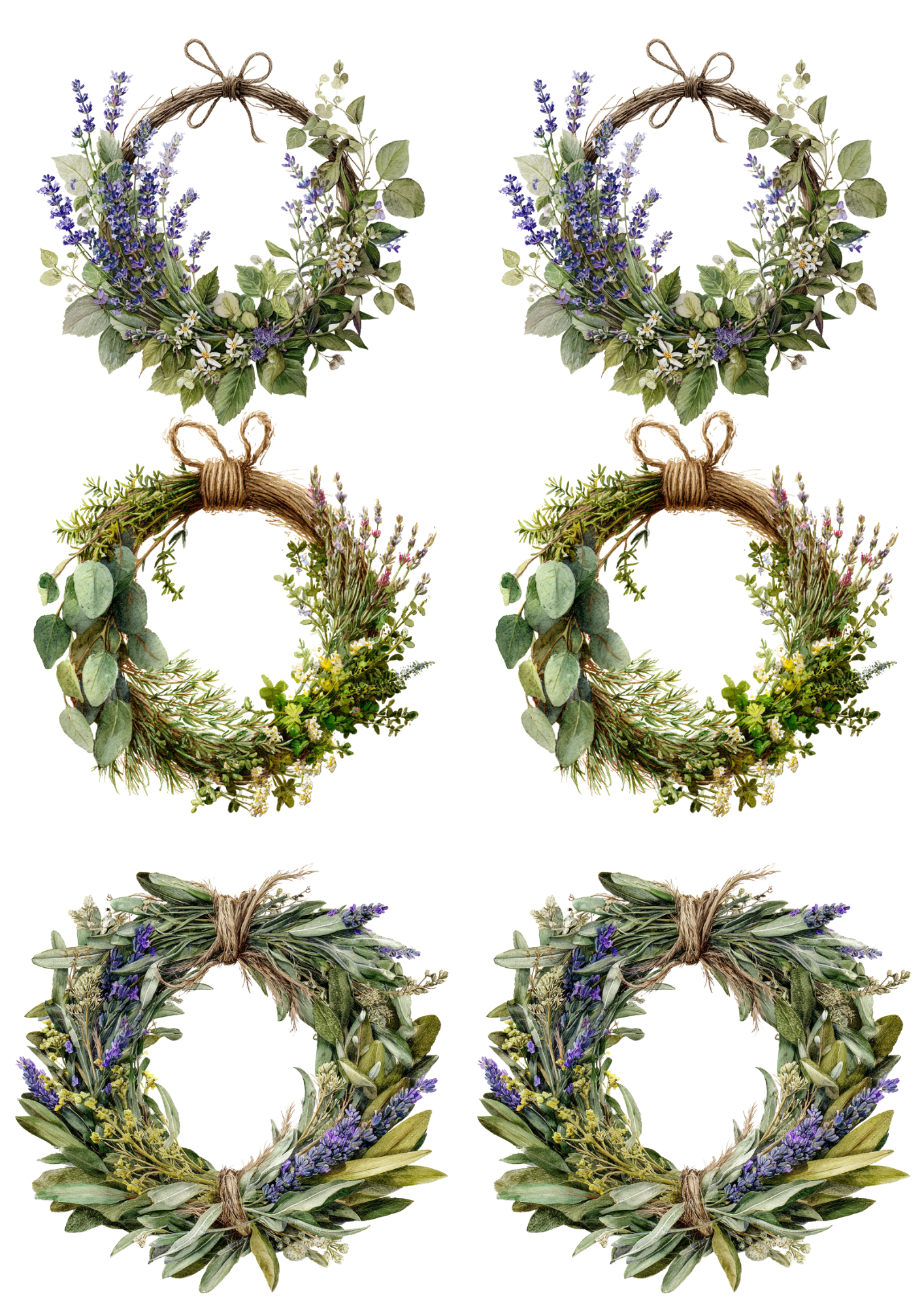 Sticker Sheet / Greeting Card – Lavender Wreaths Collage Cat. No. 5007