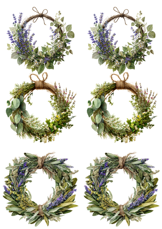 Sticker Sheet – Lavender Wreaths Collage Cat. No. 5007
