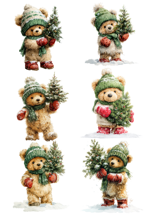Sticker Sheet – Teddy Bear with Christmas Tree Collage Cat. No. 5011