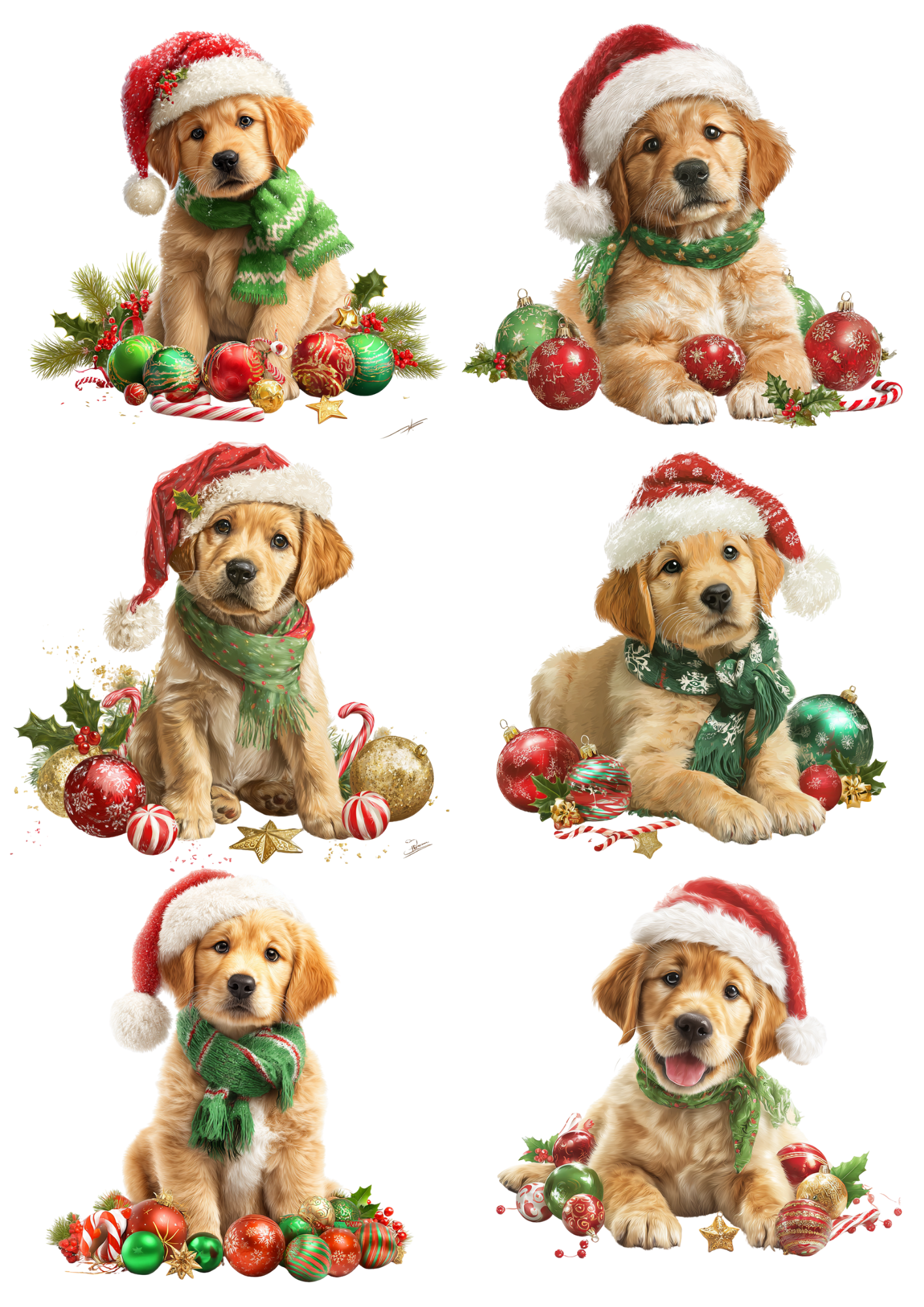 Sticker Sheet / Greeting Card – Labrador In Christmas Hat Collage Cat. No. 5012