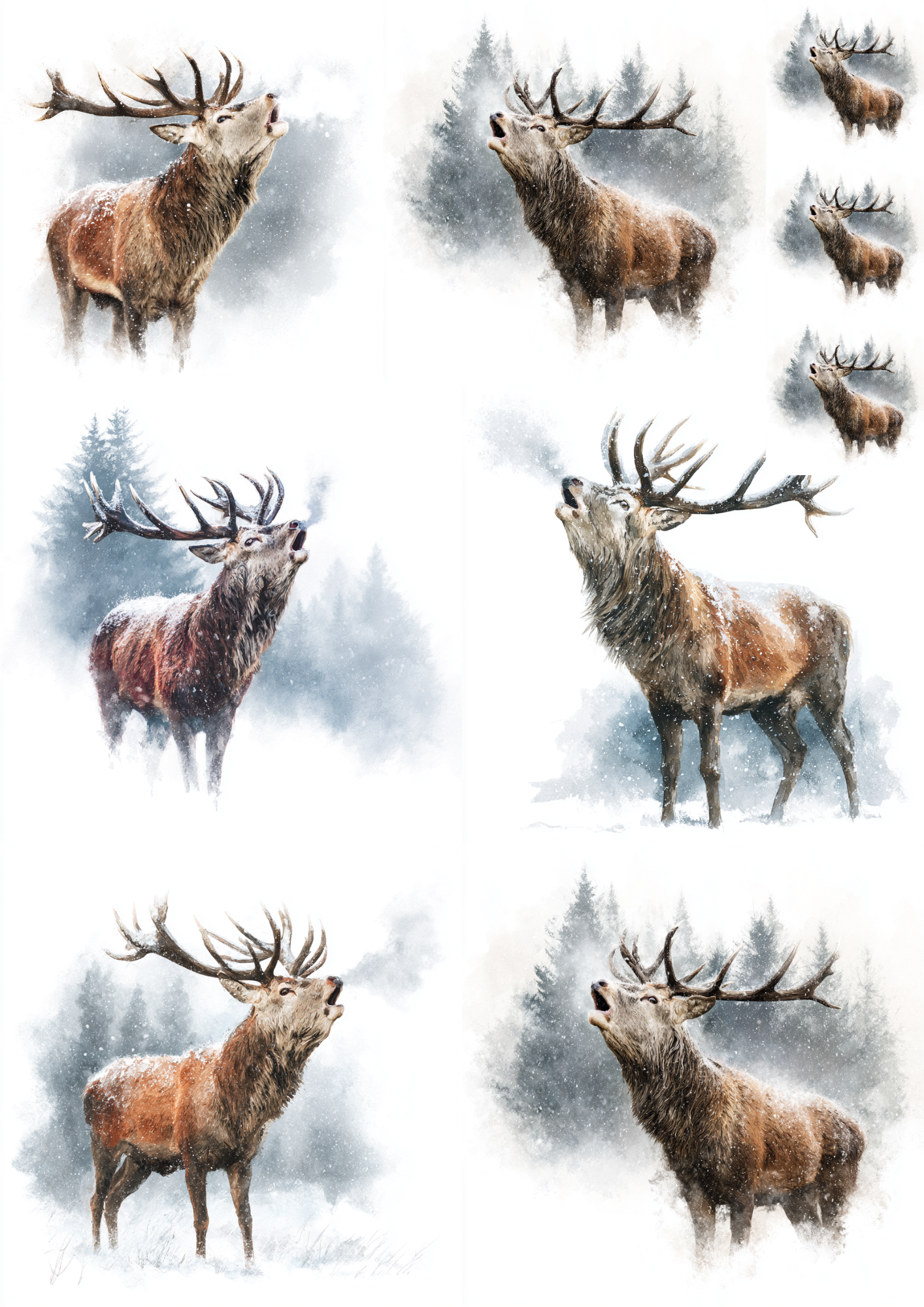 Sticker Sheet / Greeting Card – Deer in Rut Collage Cat. No. 5020