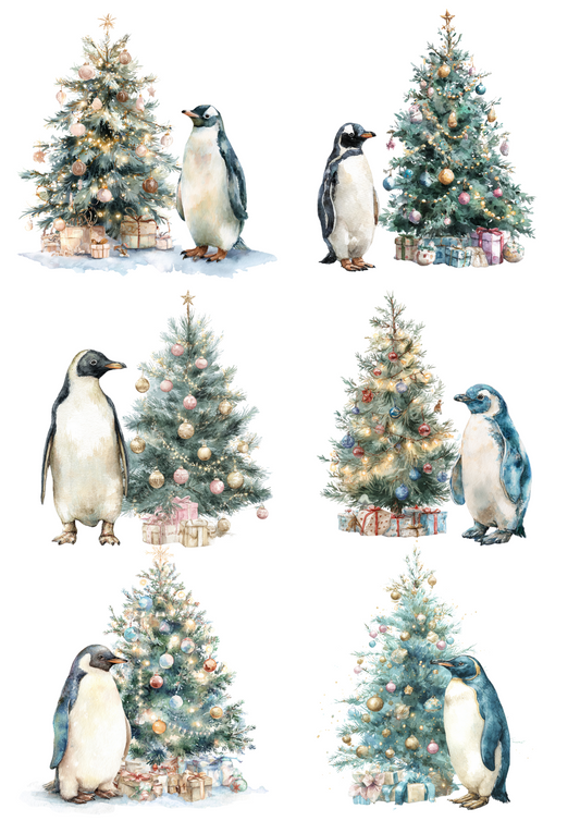 Sticker Sheet – Penguins With Christmas Tree Collage Cat. No. 5024