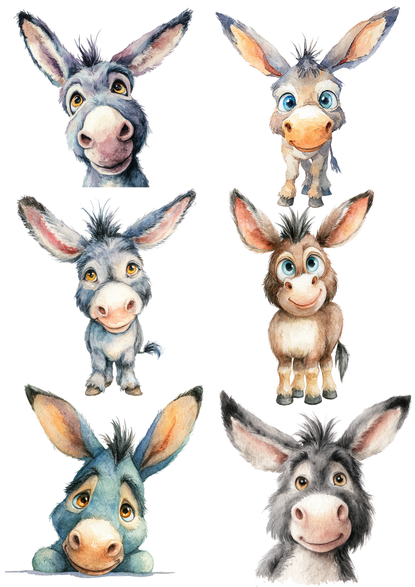 Sticker Sheet / Greeting Card – Donkey Collage Cat. No. 5028