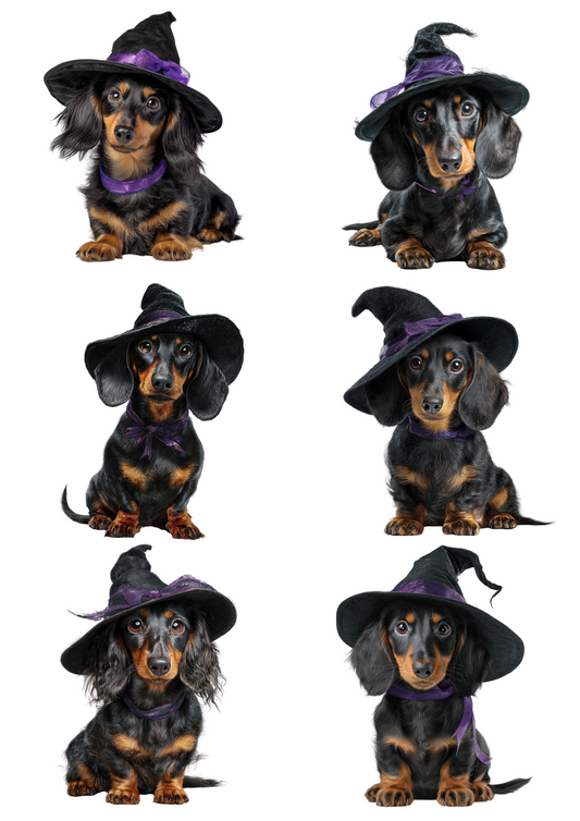 Sticker Sheet – Dachshund In A Hat Collage Cat. No. 5032