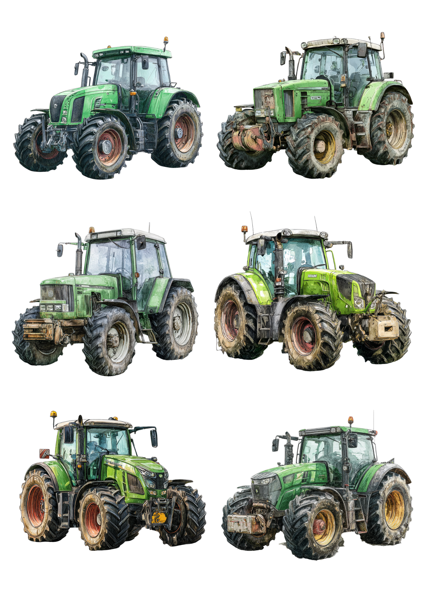 For Decoupage Tractor Collage – A4 sticker sheet – ArtClipStick
