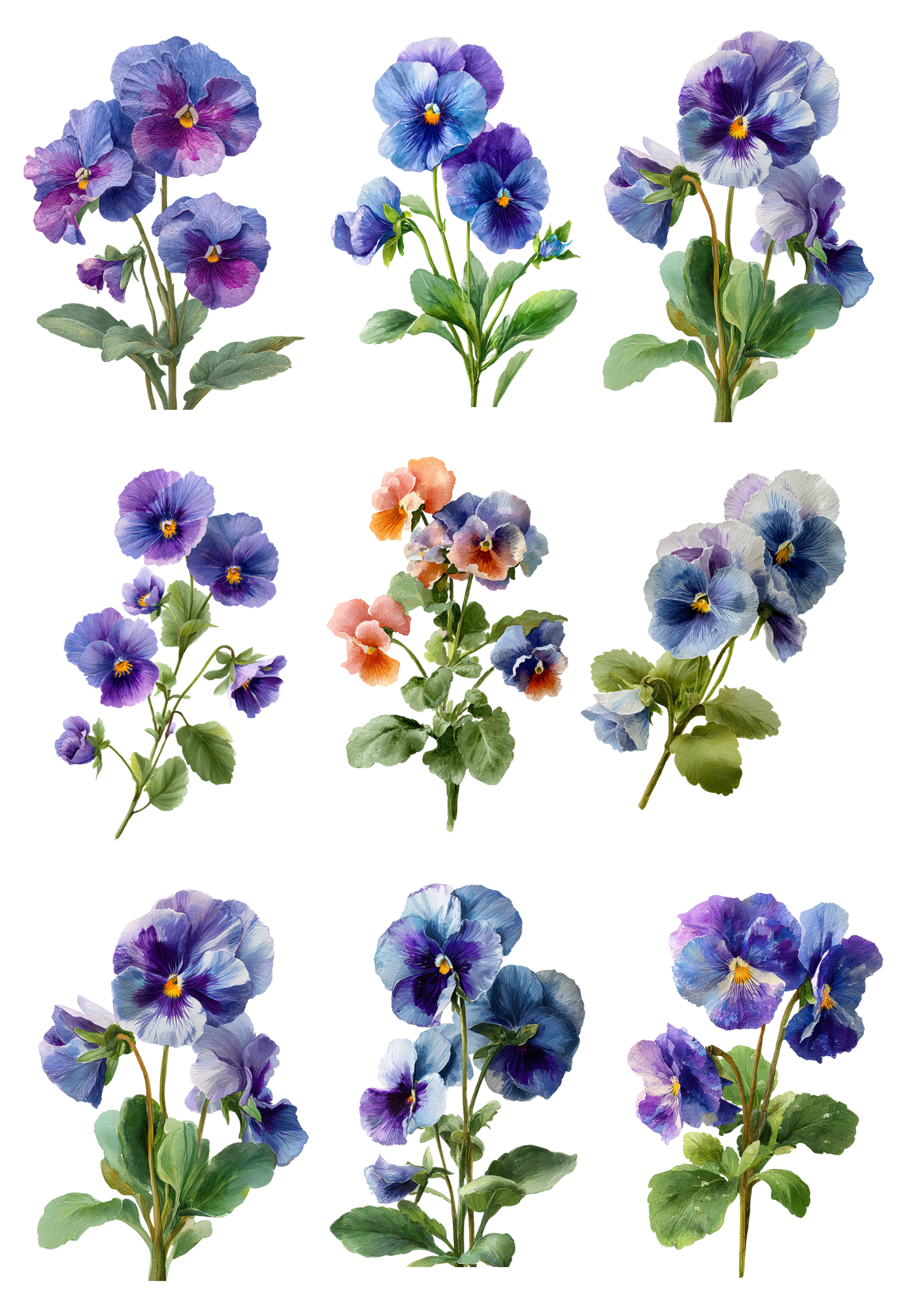 Sticker Sheet / Greeting Card – Pansies Collage Cat. No. 5087