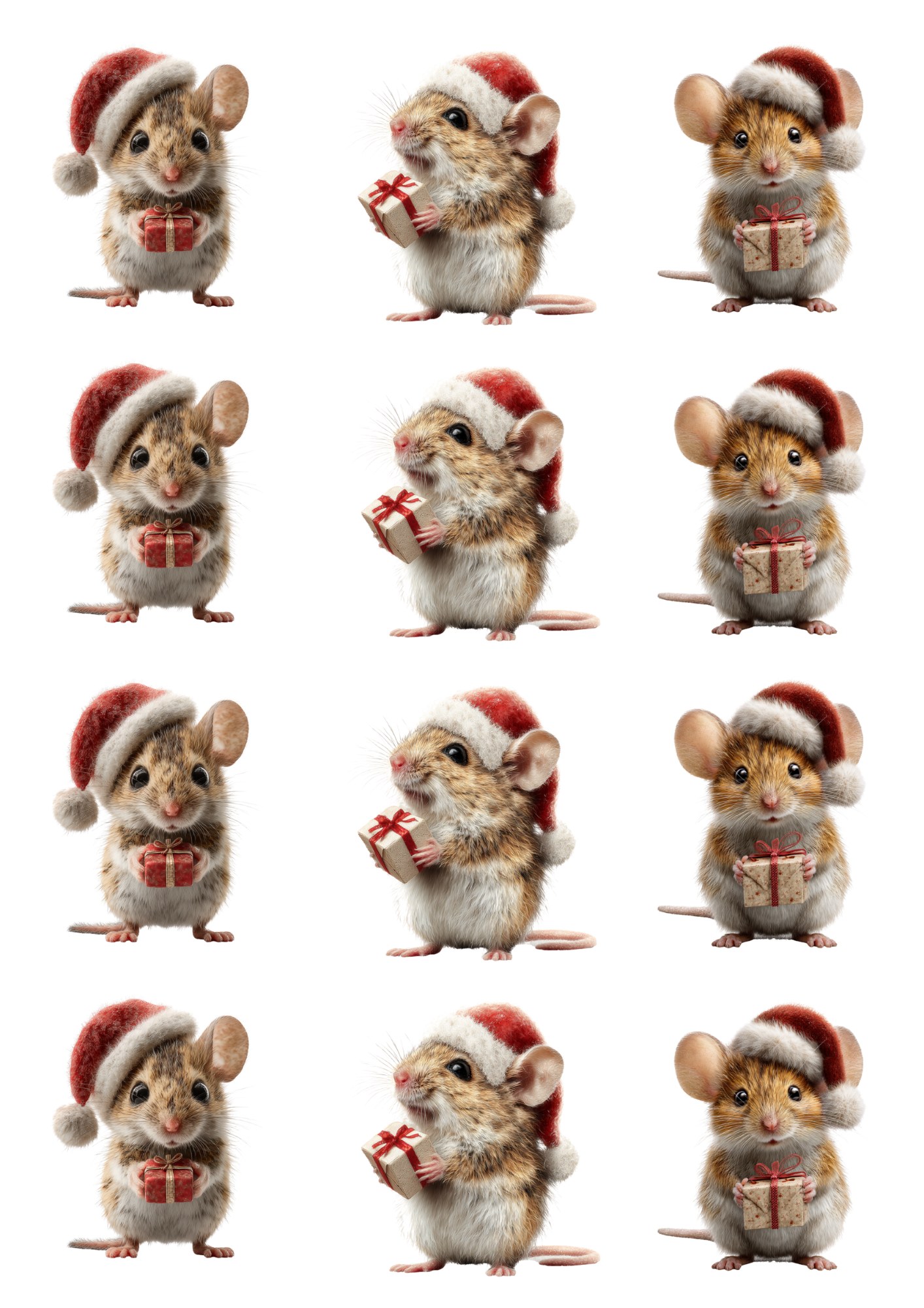 Sticker Sheet Mouse With A Gift In A Christmas Hat Collage Cat. No. 5101