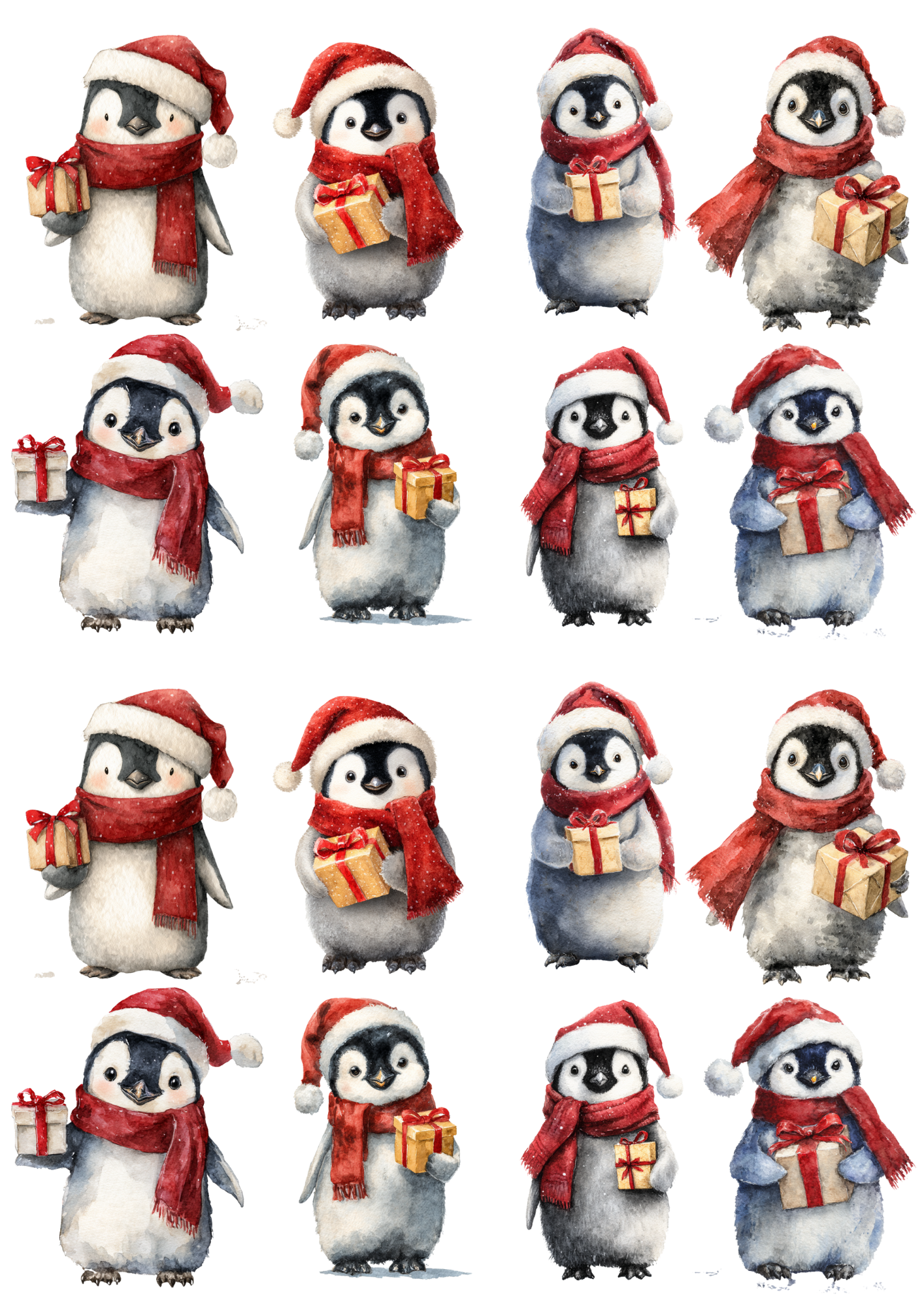 Sticker Sheet Penguins With Christmas Gifts Collage Cat. No. 5109