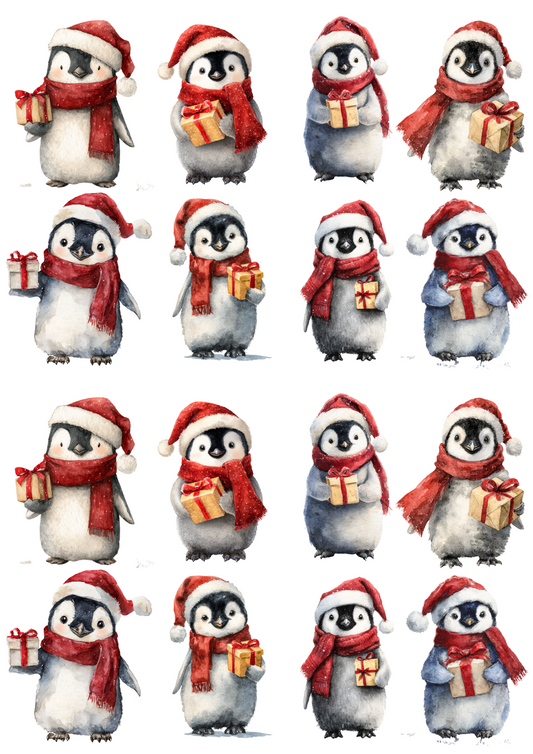 Sticker Sheet Penguins With Christmas Gifts Collage Cat. No. 5109