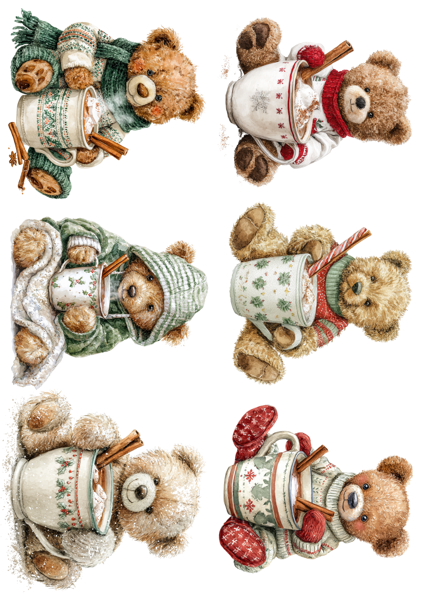 Sticker Sheet Teddy Bear With Hot Chocolate Collage Cat. No.. 5119