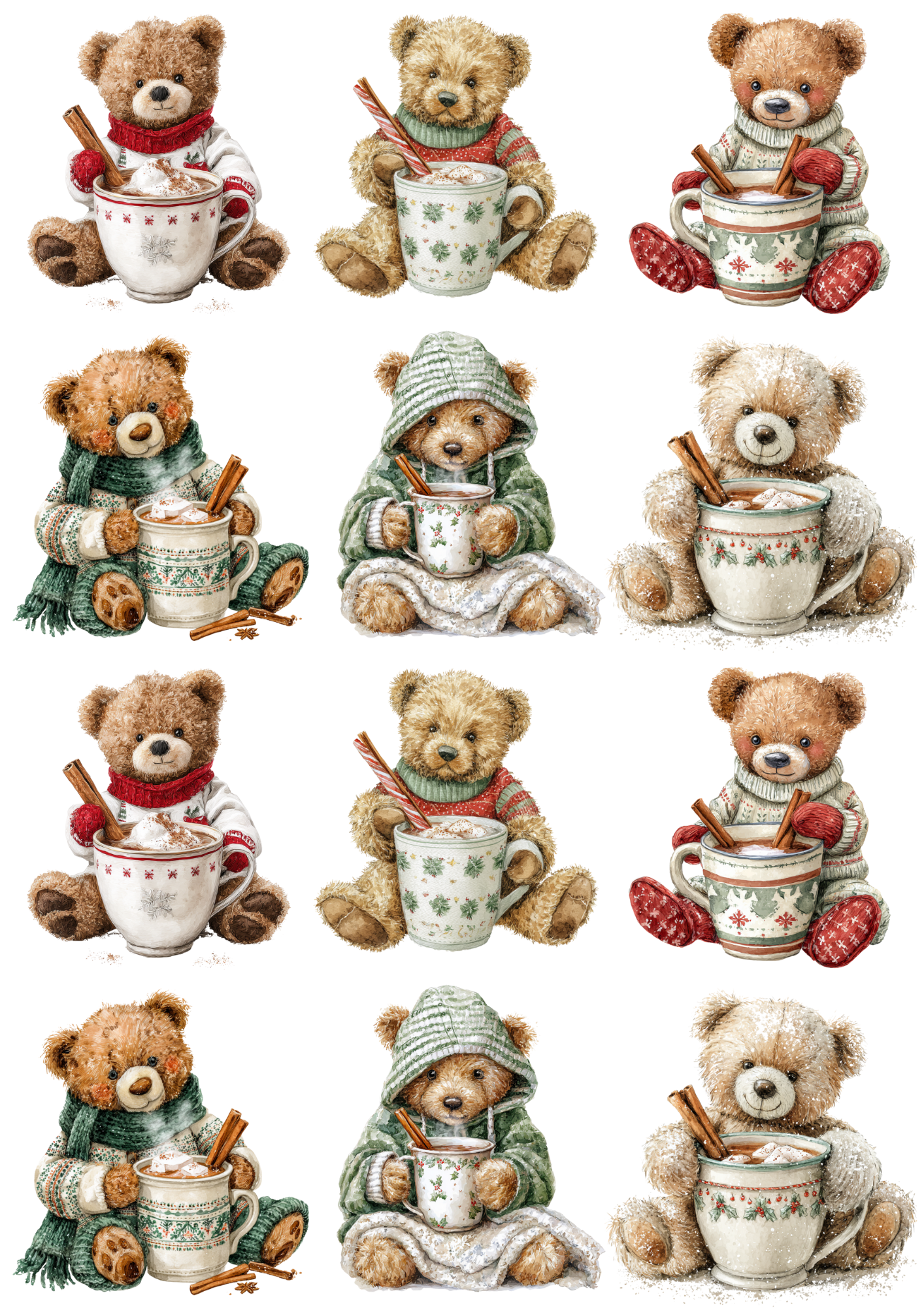 Sticker Sheet Teddy Bear With Hot Chocolate Collage Cat. No. 5120