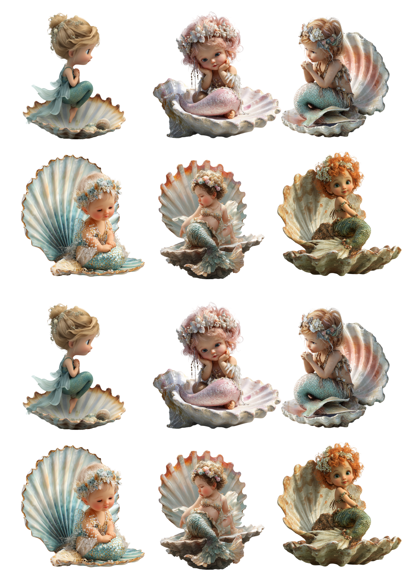 Sticker Sheet Little Mermaids Collage Cat. No. 5124