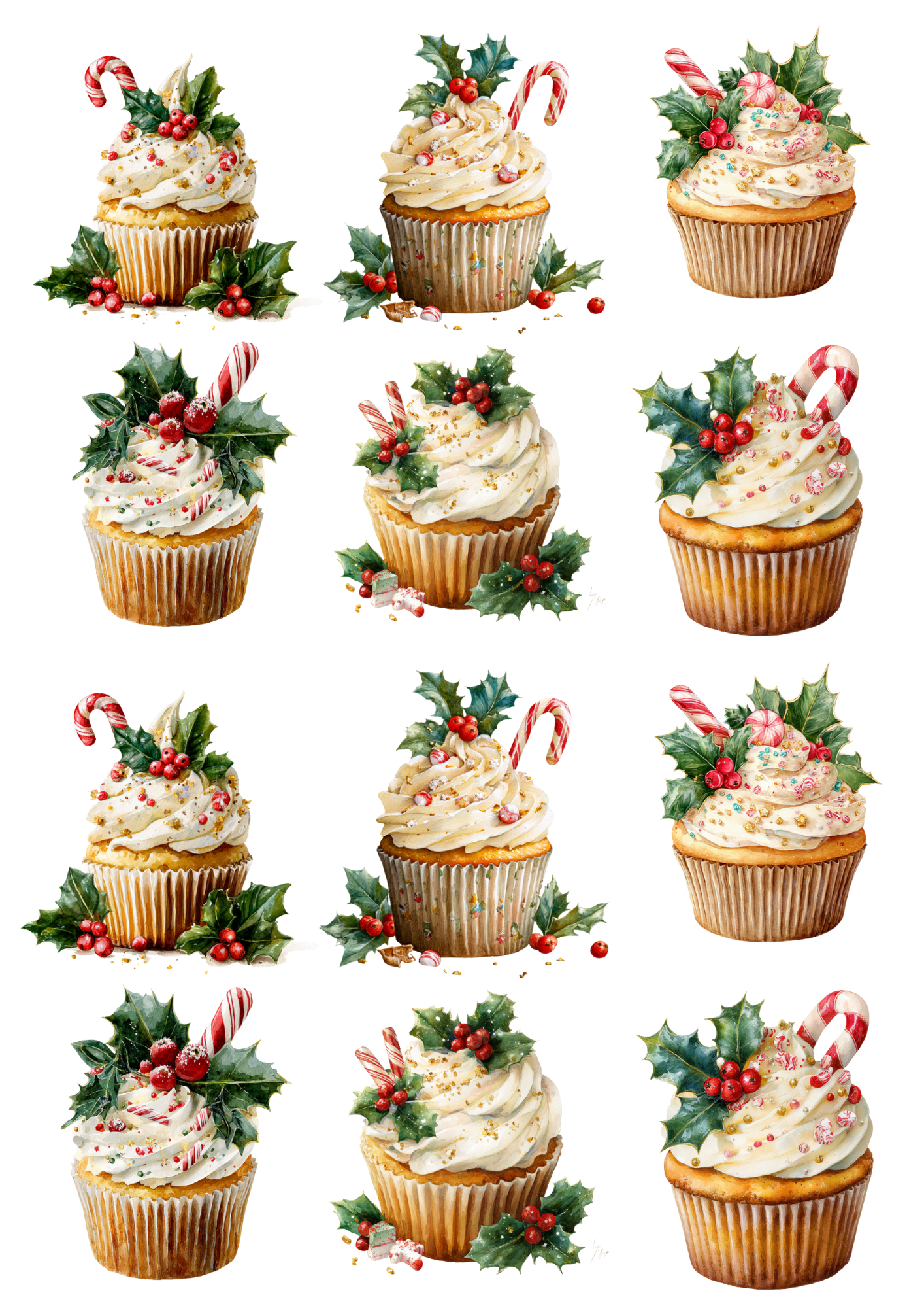 Sticker Sheet Christmas Cupcakes Collage Cat. No. 5137