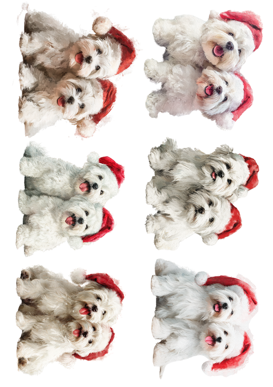 Sticker Sheet Maltese Dog in Christmas Hat Collage Cat. No. 5138