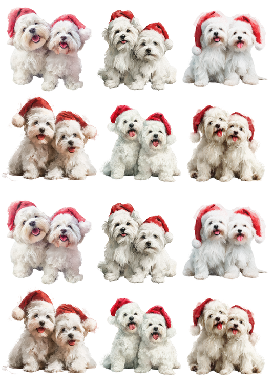 Sticker Sheet Maltese Dog in Christmas Hat Collage Cat. No. 5139