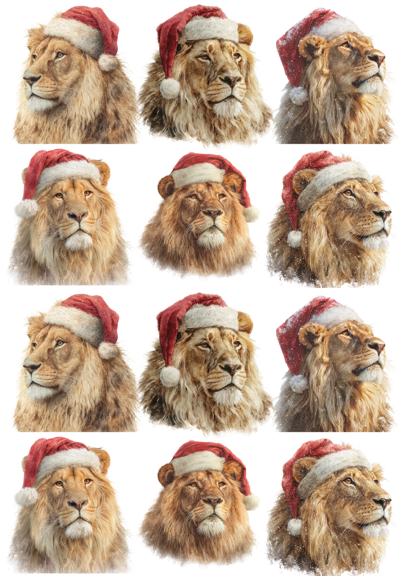 Sticker Sheet Lion In Christmas Hat Collage Cat. No.5149