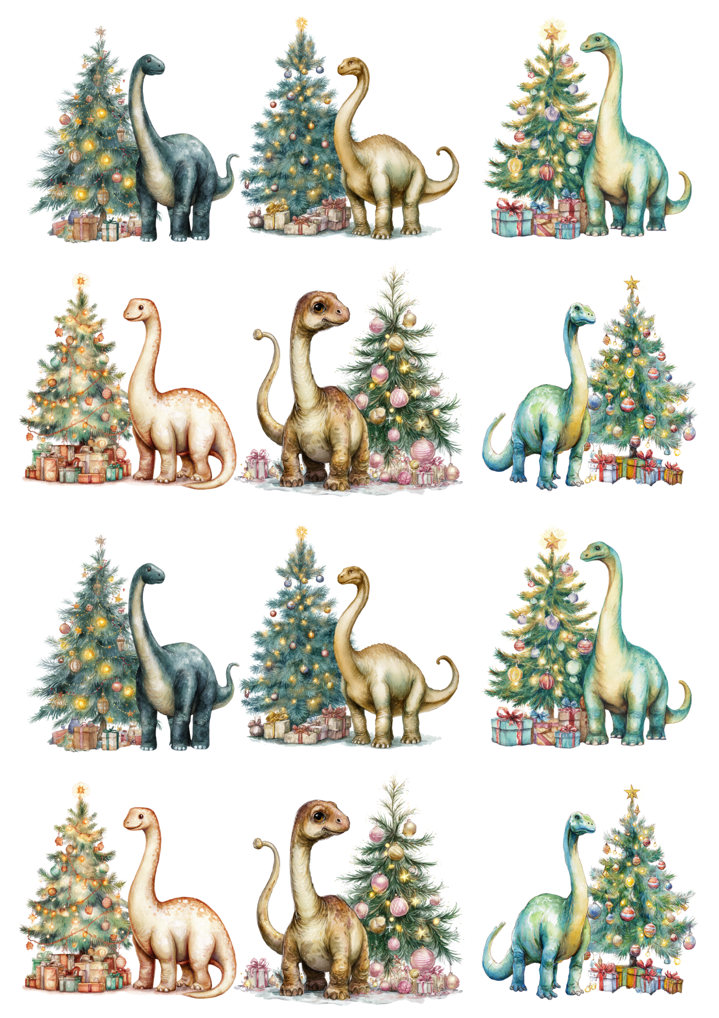 Sticker Sheet Dinosaurs at the Christmas Tree Collage Cat. No. 5151