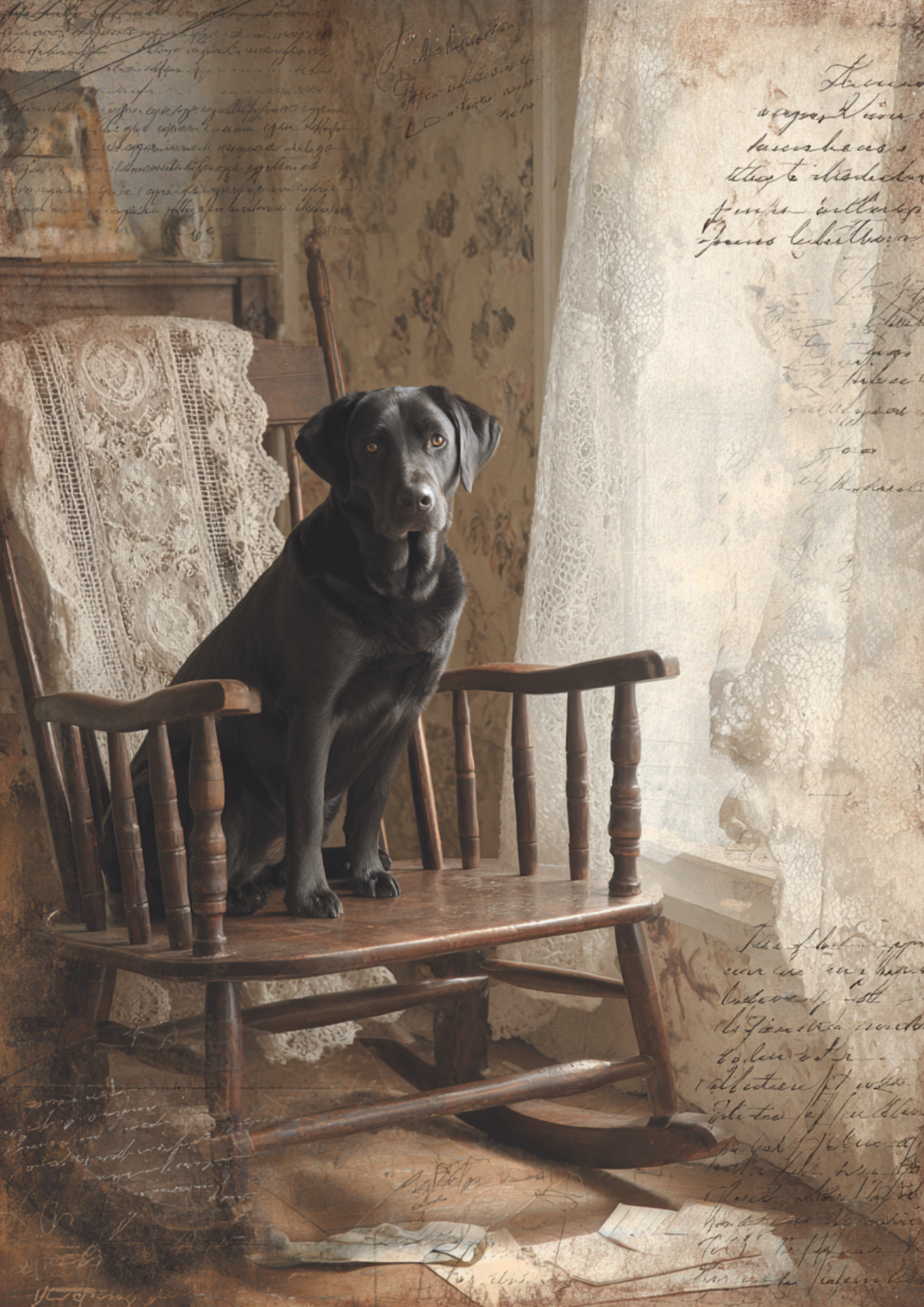 Sticker Sheet / Greeting Card – Labrador On A Rocking Chair Full Cat. No. 5165