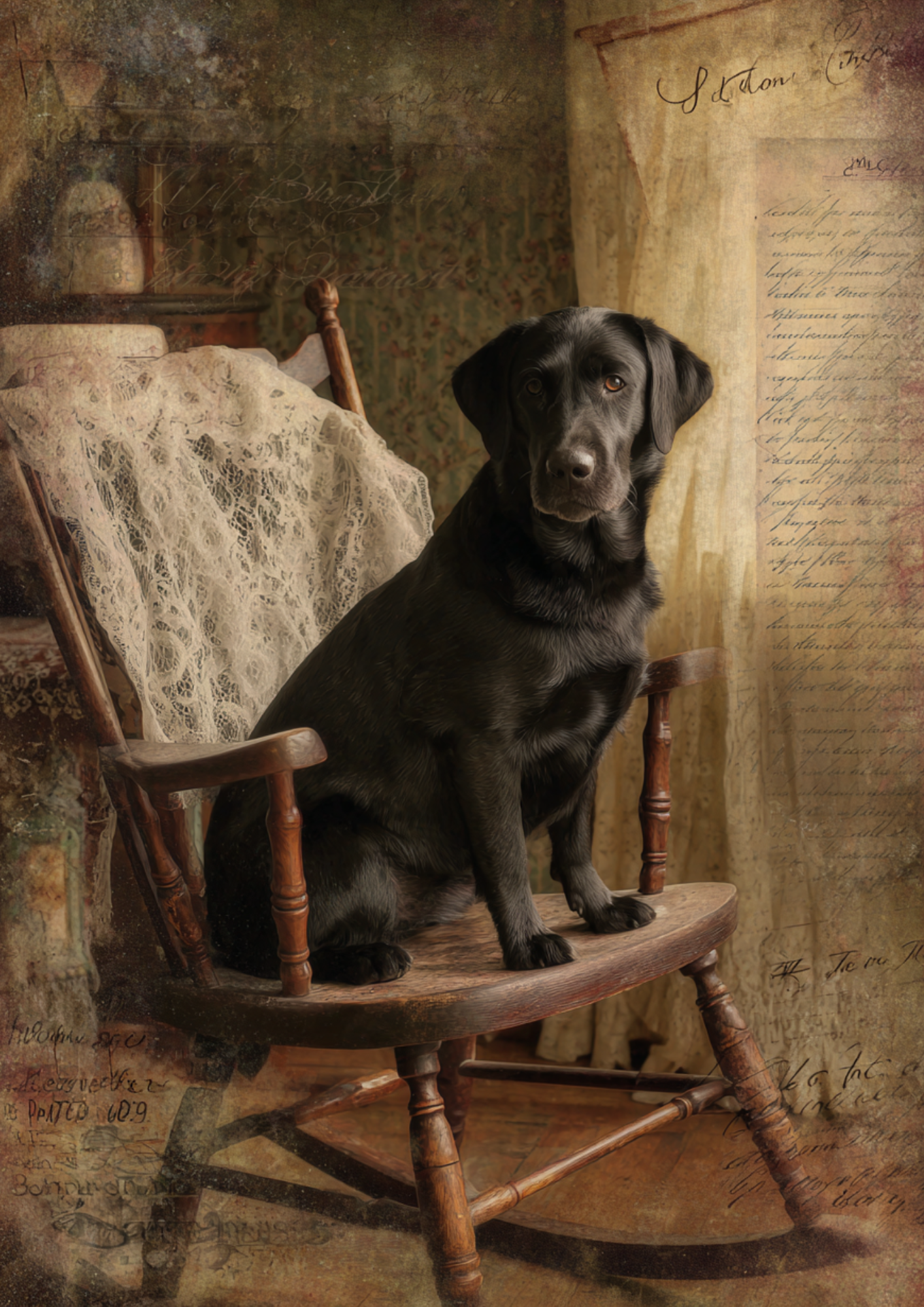 Sticker Sheet / Greeting Card – Labrador On A Rocking Chair Full Cat. No. 5166