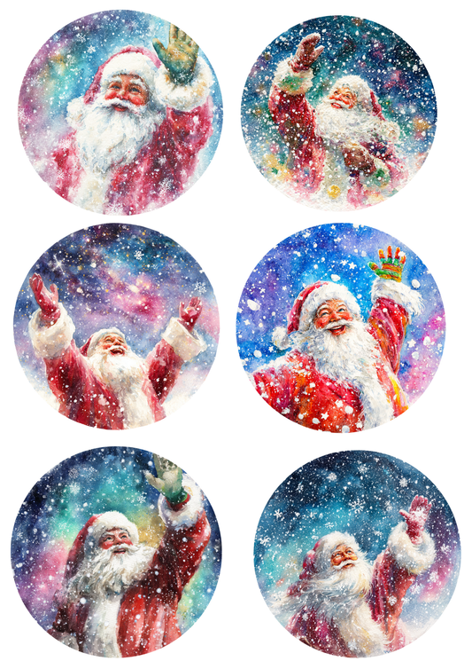 Sticker Sheet - Santa Claus In Circles Collage Cat. No. 5167