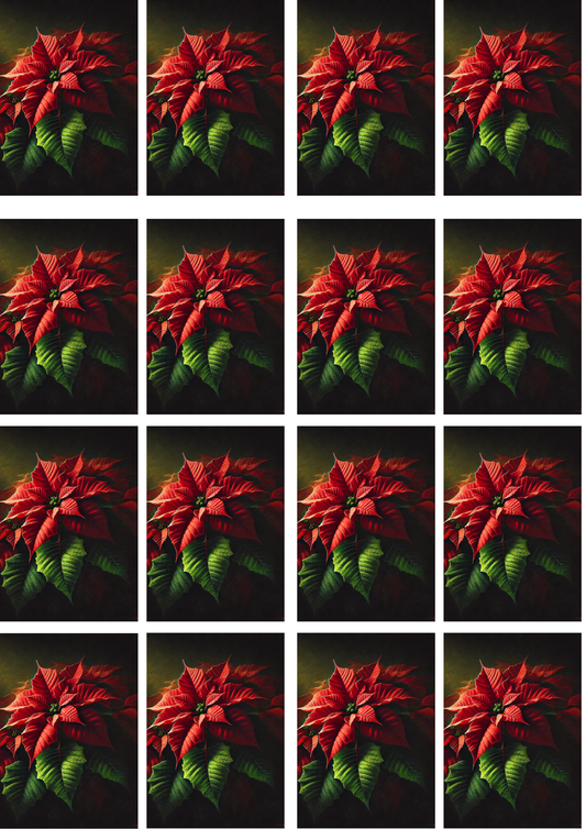 Sticker Sheet - Poinsettia On Black Background Collage 12 Cat. No. 5171