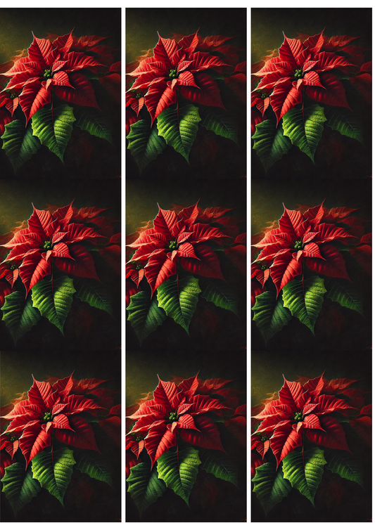 Sticker Sheet - Poinsettia On Black Background Collage 9 Cat. No. 5172
