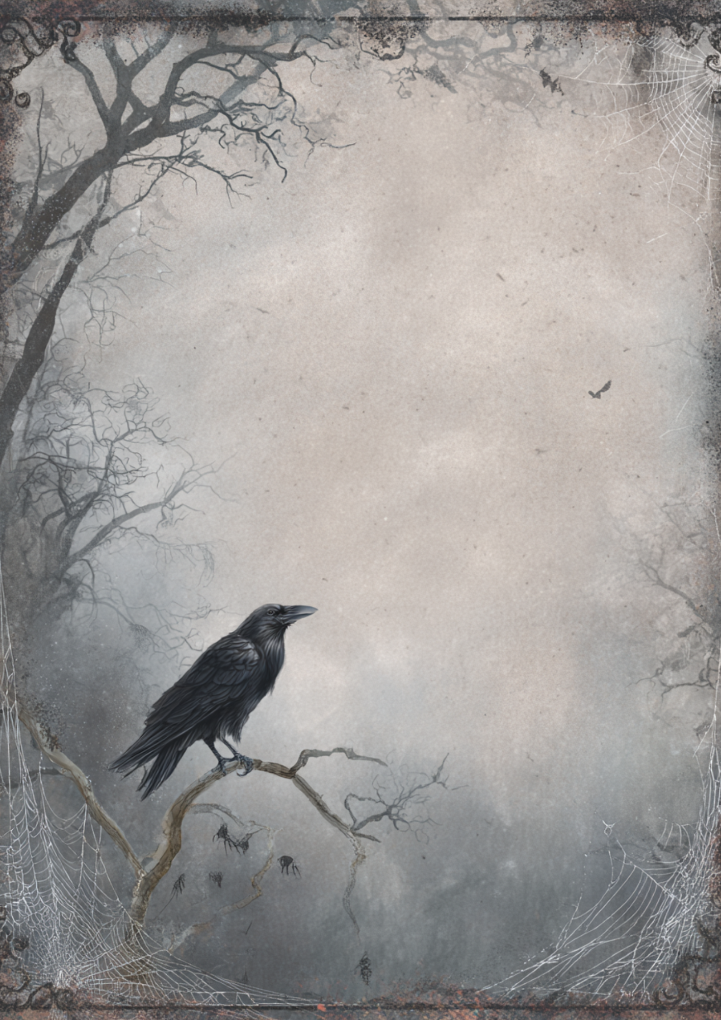 Sticker Sheet / Greeting Card – Raven Background For Journaling Full Cat. No. 5178