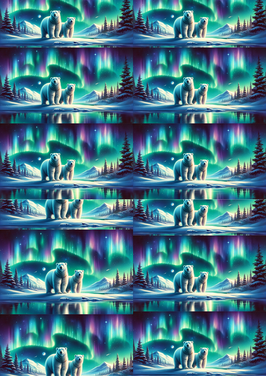 Sticker Sheet - Polar Bear and Northern Lights Collage Cat. No. 5186