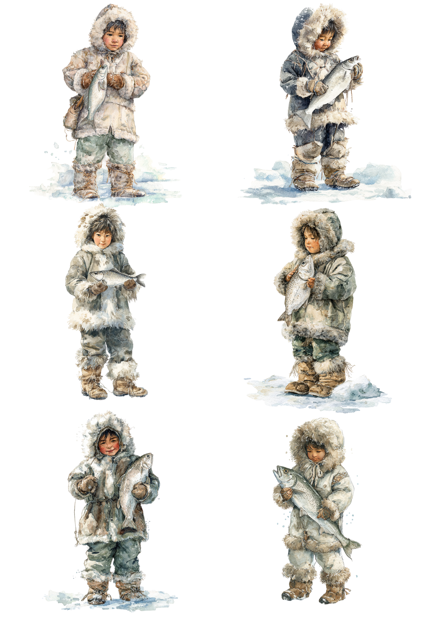 Sticker Sheet / Greeting Card – Eskimo Collage Cat. No. 5187