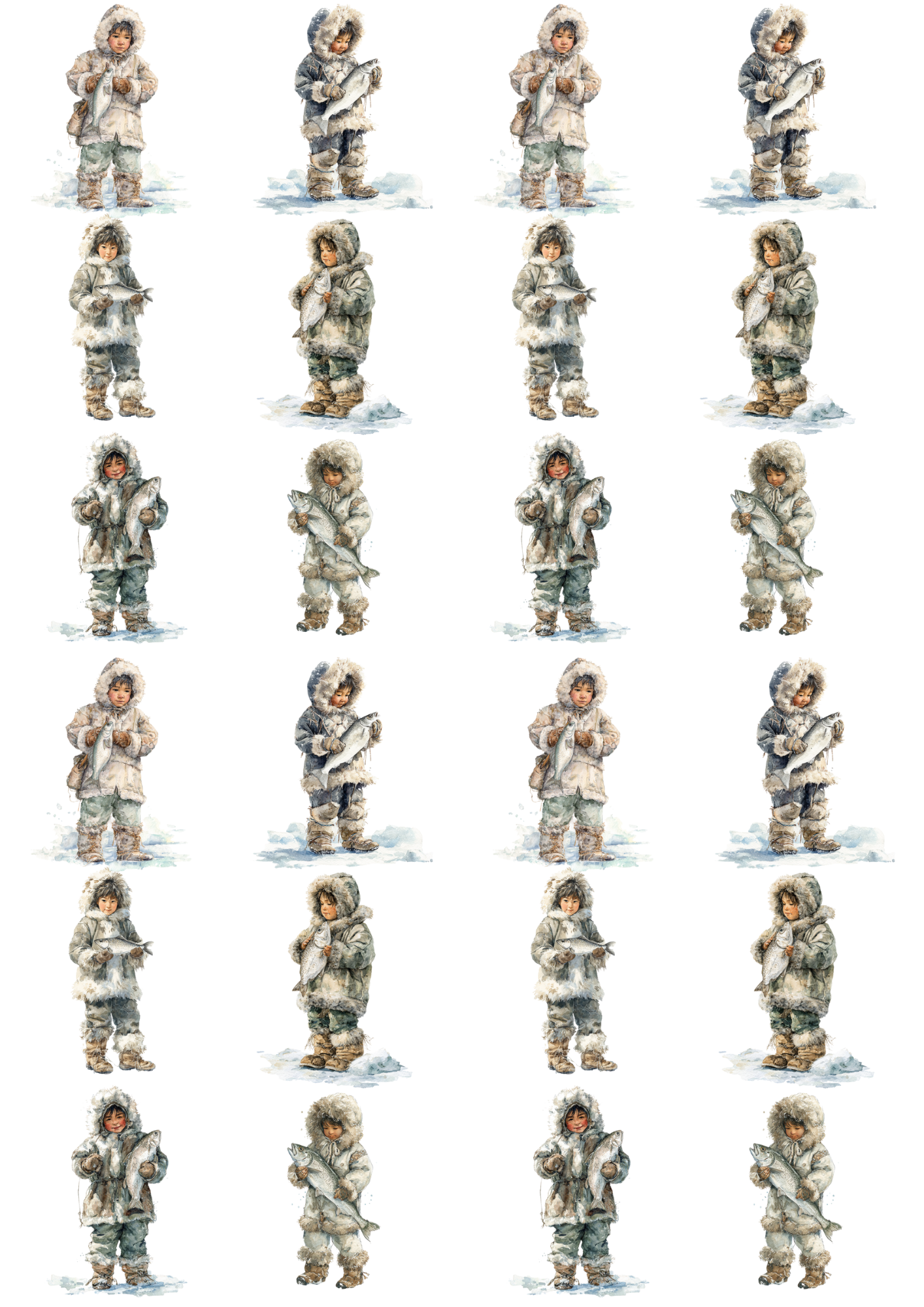 Sticker Sheet / Greeting Card – Eskimo Collage Cat. No. 5188